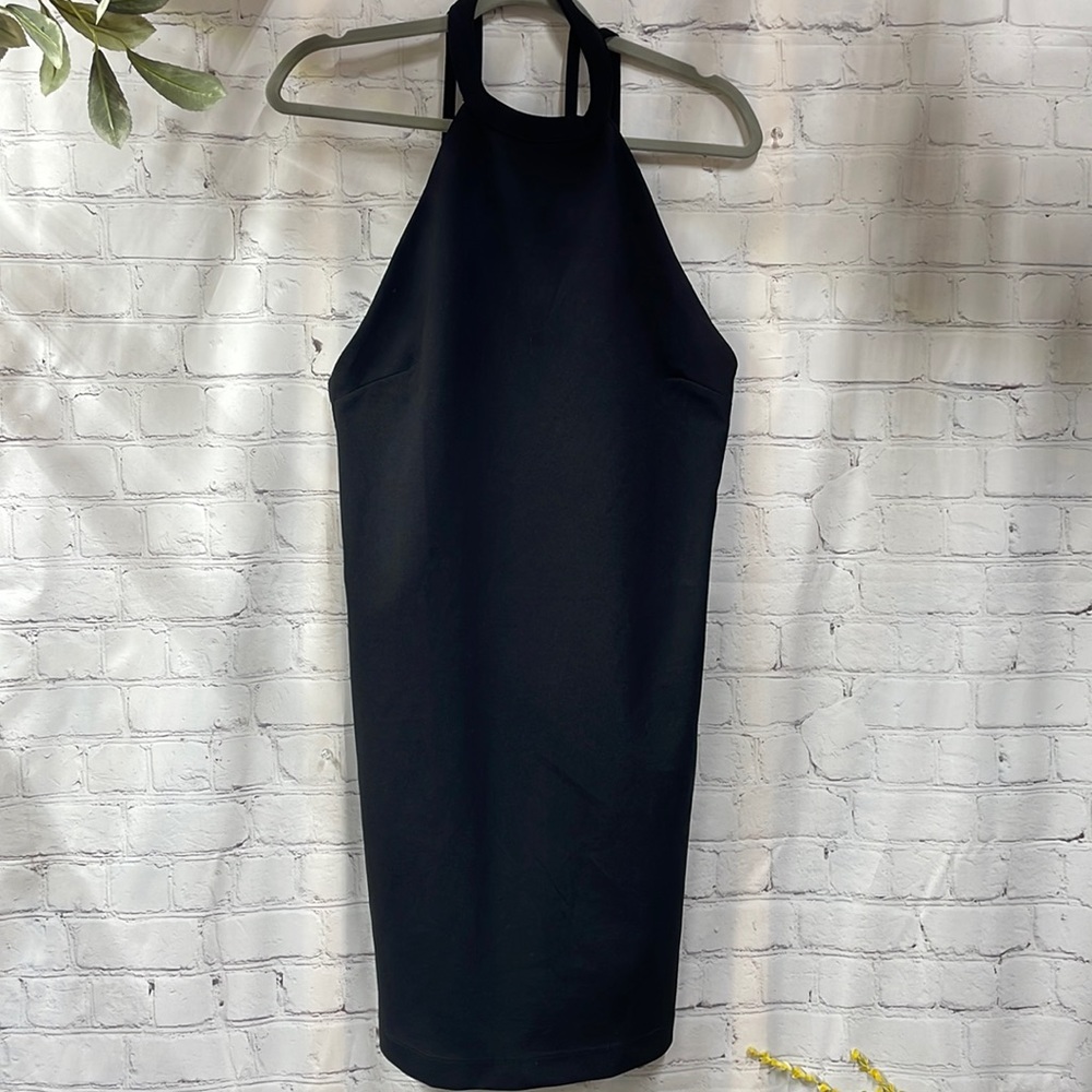 Zara open back with straps sleeveless halter neck sexy black medium dress